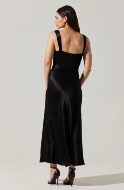 Aeris Satin Lace Trim Maxi Dress -Astr The Label Shop ADR102254 BLACK 5
