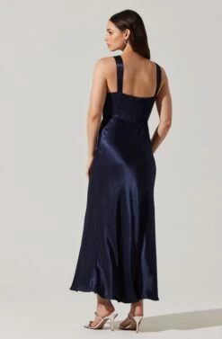 Aeris Satin Lace Trim Maxi Dress -Astr The Label Shop ADR102254 NAVY 5