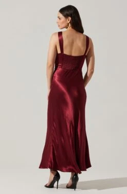Aeris Satin Lace Trim Maxi Dress -Astr The Label Shop ADR102254 WINE 3