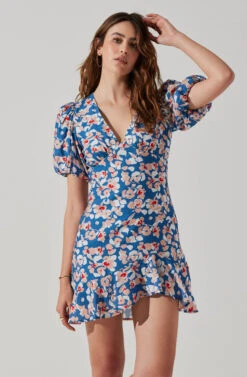 Flutter Sleeve Cutout Floral Mini Dress 17 Flutter Sleeve Cutout Floral Mini Dress -Astr The Label Shop ADR10724 BLUEPINKFLORAL 3