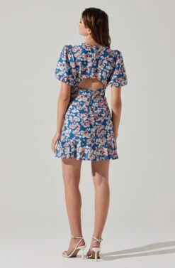 Flutter Sleeve Cutout Floral Mini Dress 19 Flutter Sleeve Cutout Floral Mini Dress -Astr The Label Shop ADR10724 BLUEPINKFLORAL 5