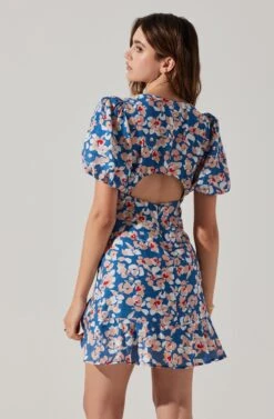 Flutter Sleeve Cutout Floral Mini Dress 18 Flutter Sleeve Cutout Floral Mini Dress -Astr The Label Shop ADR10724 BLUEPINKFLORAL 6