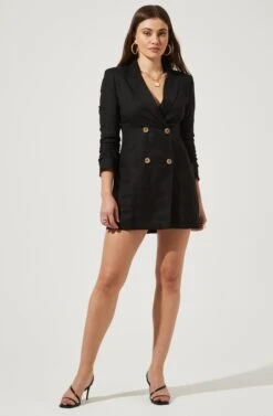 Linen Blazer Dress 19 Linen Blazer Dress -Astr The Label Shop ADR95272 BLACK 1