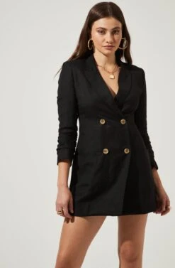 Linen Blazer Dress 18 Linen Blazer Dress -Astr The Label Shop ADR95272 BLACK 2