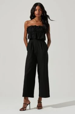 Ruffle Bust Tie Back Jumpsuit