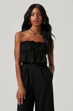 Ruffle Bust Tie Back Jumpsuit -Astr The Label Shop ALP21990 BLACK 0646