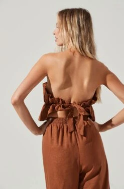Ruffle Bust Tie Back Jumpsuit -Astr The Label Shop ALP21990 BROWN 0352