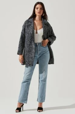 Oversized Marled Coat -Astr The Label Shop ALT13093 BLACK WHITE 1