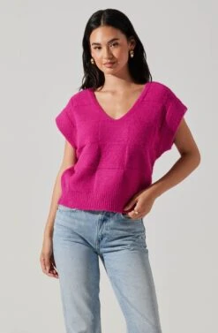 Checkered Sweater Vest -Astr The Label Shop ALT16416 CI FUCHSIA 1
