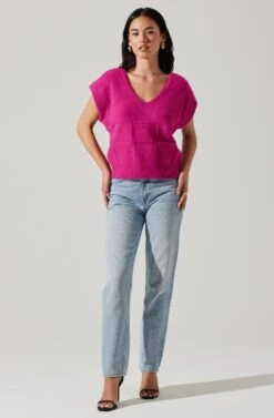 Checkered Sweater Vest -Astr The Label Shop ALT16416 CI FUCHSIA 2