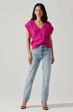 Checkered Sweater Vest -Astr The Label Shop ALT16416 CI FUCHSIA 4