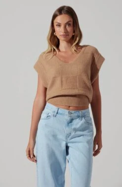 Checkered Sweater Vest -Astr The Label Shop ALT16416 CI TAUPE 3