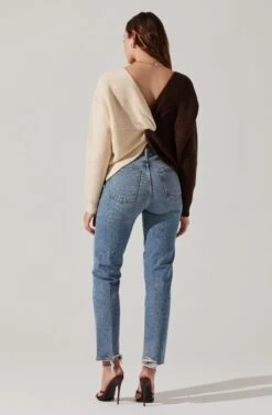 Two Toned Twist Back Sweater -Astr The Label Shop ALT16617 FCI BROWNCONTRAST 5