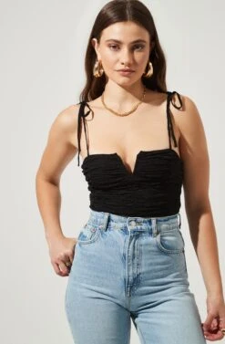 Danbury Ruched Tie Strap Bodysuit 20 Danbury Ruched Tie Strap Bodysuit -Astr The Label Shop AMB ST6519 2