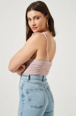 Danbury Ruched Tie Strap Bodysuit 19 Danbury Ruched Tie Strap Bodysuit -Astr The Label Shop AMB ST6519 DUSTYPINK 4