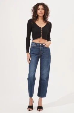 Lottie Pearl Button Cardigan -Astr The Label Shop AMB WS 176 BLACK 1