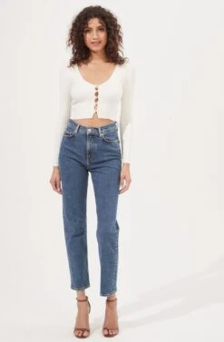 Lottie Pearl Button Cardigan -Astr The Label Shop AMB WS 176 IVORY 2