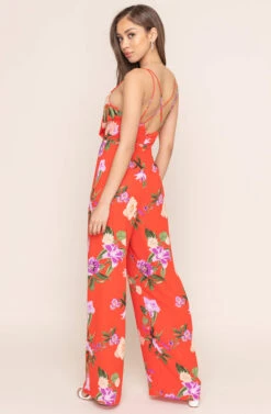 Strappy Back Jumpsuit -Astr The Label Shop AP7086 RED MULTI FLORALA