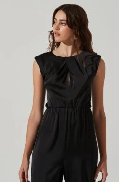 Inverted Pleat Neck Jumpsuit -Astr The Label Shop AP7241 BLACK 4