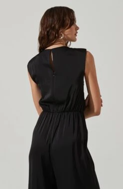 Inverted Pleat Neck Jumpsuit -Astr The Label Shop AP7241 BLACK 5