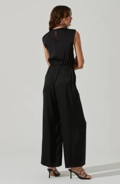 Inverted Pleat Neck Jumpsuit -Astr The Label Shop AP7241 BLACK 6