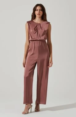 Inverted Pleat Neck Jumpsuit -Astr The Label Shop AP7241 MAUVE 1