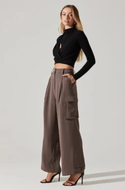 Pleated Wide Leg Cargo Pants 10 Pleated Wide Leg Cargo Pants -Astr The Label Shop AP7310 WARMGREY 6