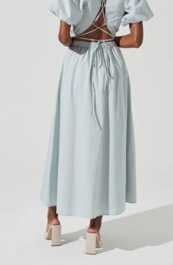 Poplin Midi Skirt 8 Poplin Midi Skirt -Astr The Label Shop AS9098 DUSTYBLUE 3