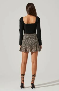 Floral Ruched Mini Skirt 13 Floral Ruched Mini Skirt -Astr The Label Shop AS9114 BLACKMAGENTAFRL 6