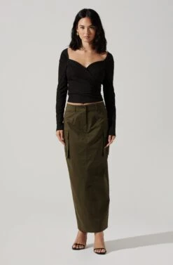 High Rise Cargo Maxi Skirt 23 High Rise Cargo Maxi Skirt -Astr The Label Shop AS9163 OLIVE 4