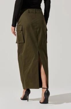 High Rise Cargo Maxi Skirt 24 High Rise Cargo Maxi Skirt -Astr The Label Shop AS9163 OLIVE 5