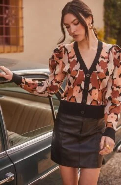 Romilly Floral Puff Sleeve Cardigan 13 Romilly Floral Puff Sleeve Cardigan -Astr The Label Shop ASTR FALL22 0655