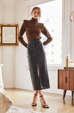 Low Rise Faux Leather Midi Skirt 13 Low Rise Faux Leather Midi Skirt -Astr The Label Shop ASTR FALL23 ASSETS 1015