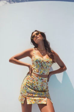 Monet Floral Double Slit Mini Skirt 11 Monet Floral Double Slit Mini Skirt -Astr The Label Shop ASTR SPR22 PT1 34564