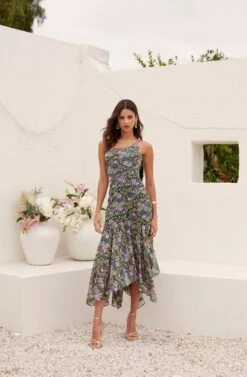 Malvina One Shoulder Floral Midi Dress -Astr The Label Shop ASTR 060720233452