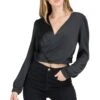 Satin Wrap Front Top -Astr The Label Shop AT12091B BLACK 00