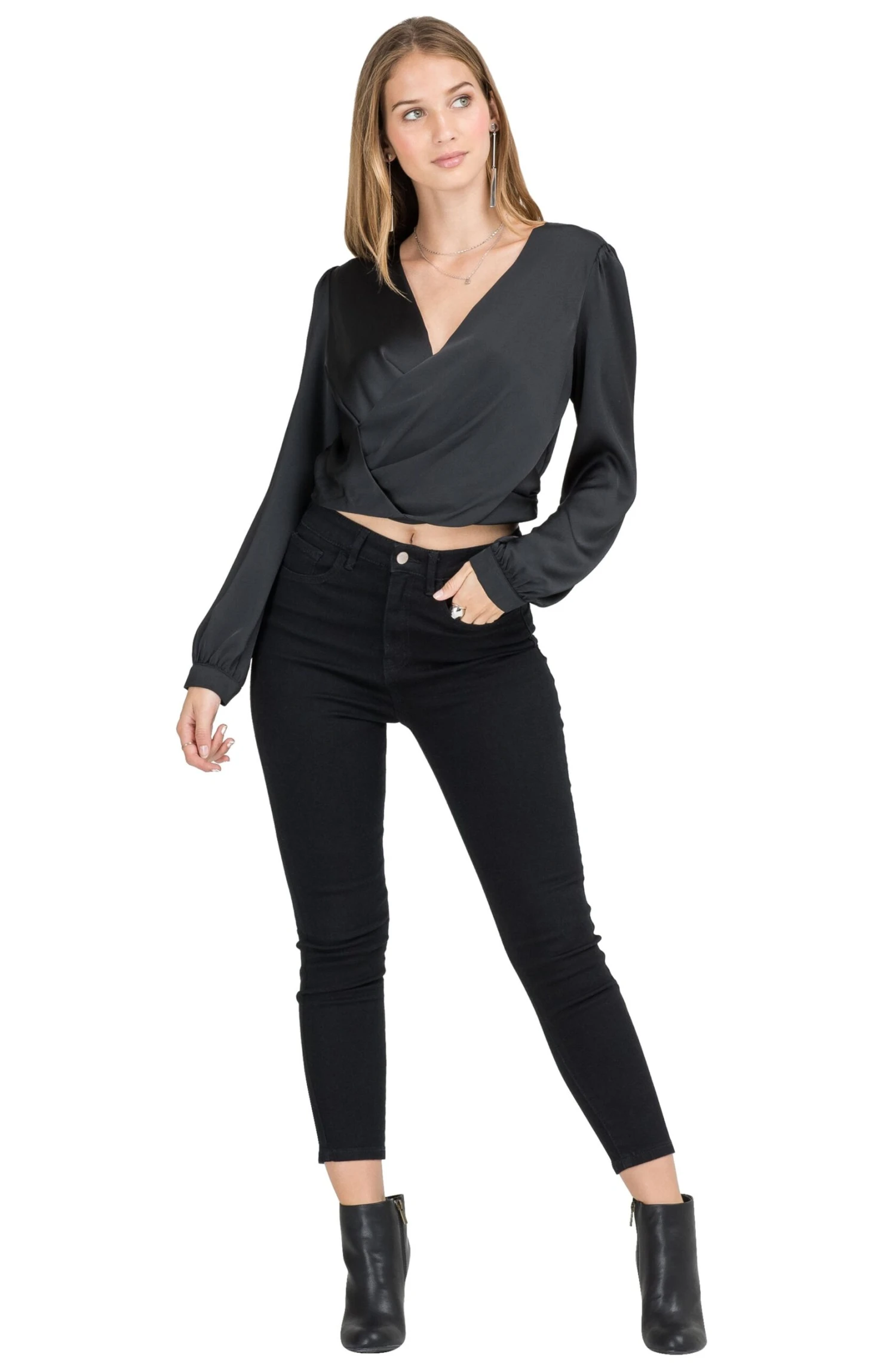 Satin Wrap Front Top 4 Satin Wrap Front Top - Image 2