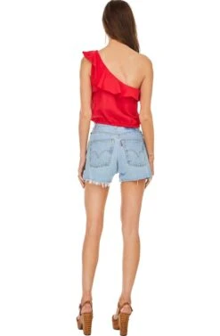 Ruffle One Shoulder Top 7 Ruffle One Shoulder Top -Astr The Label Shop AT12597 HOT RED 3A