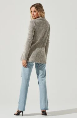 Tweed Oversized Blazer -Astr The Label Shop AT12897 CREAM BLACK 5