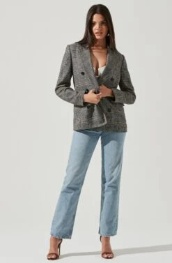 Double Breasted Blazer -Astr The Label Shop AT13579 BLACK WHITE 1