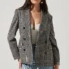 Double Breasted Blazer -Astr The Label Shop AT13579 BLACK WHITE 2