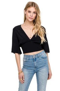 Flared Sleeve Banded Crop Top