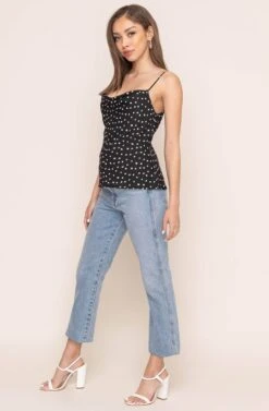 Cowl Drape Cami -Astr The Label Shop AT15035D BLACK DOT 2A 40ae3c22 6bb9 463e 8880 bfee57ef648b