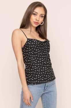 Cowl Drape Cami -Astr The Label Shop AT15035D BLACK DOT 3A ac33d6b3 406b 4a43 bb4a 00b11f7cce95