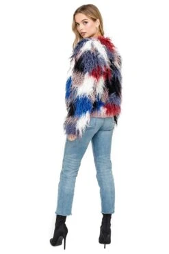 Shaggy Faux Fur Jacket -Astr The Label Shop AT15222 BLUE MULTI COLOR 03