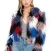 Shaggy Faux Fur Jacket -Astr The Label Shop AT15222 BLUE MULTI COLOR 04