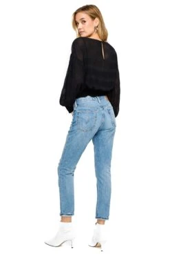 Long Sleeve Smocked Band Blouse -Astr The Label Shop AT15283 BLACK 4