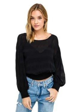 Long Sleeve Smocked Band Blouse