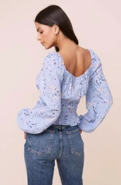 Long Sleeve Square Neck Floral Smocked Top 14 Long Sleeve Square Neck Floral Smocked Top -Astr The Label Shop AT15425 003 BLUEMULTIFLORAL 4