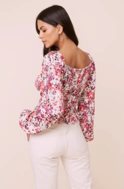Long Sleeve Square Neck Floral Smocked Top 19 Long Sleeve Square Neck Floral Smocked Top -Astr The Label Shop AT15425 003 MULTIFLORAL 4
